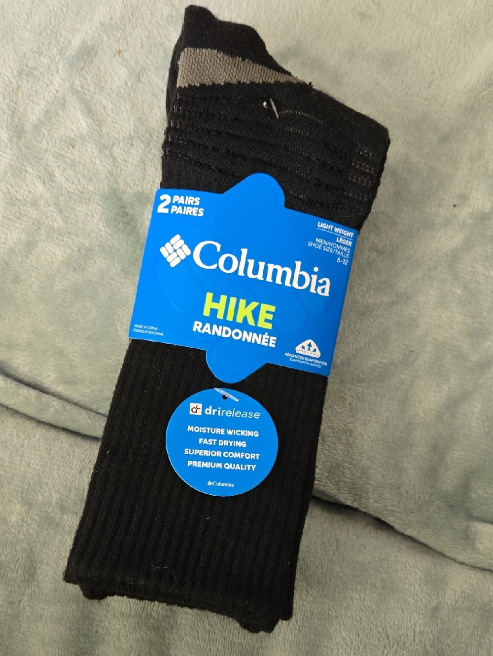 Columbia Hike Men's Black Crew Socks - 2 Pack